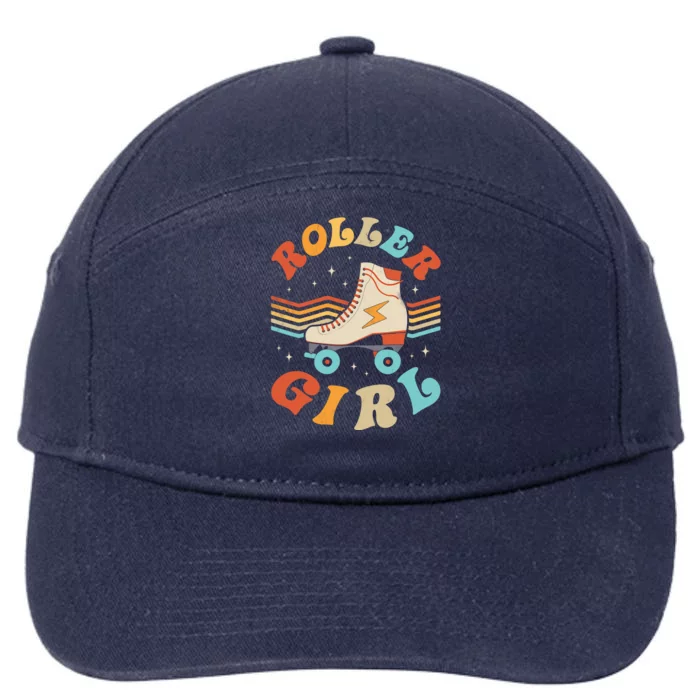 Roller Girl Skater Skating Retro Vintage 70s 80s Skates 7-Panel Snapback Hat