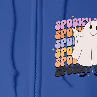 Retro Groovy Spooky Vibes Boo Ghost Halloween Costume Cool Gift Full Zip Hoodie