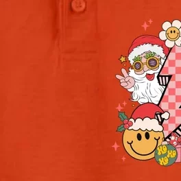 Retro Groovy Smile Face Santa Head Christmas Cute Gift Dry Zone Grid Performance Polo