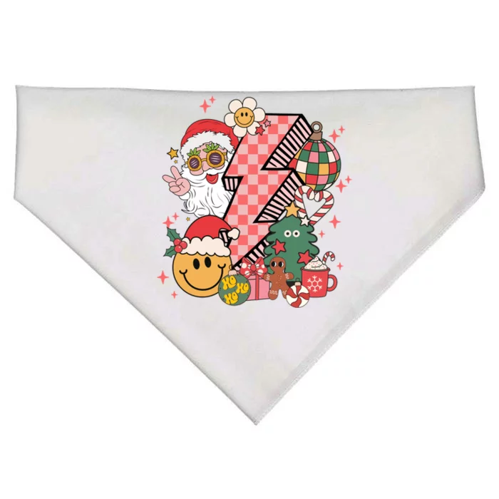 Retro Groovy Smile Face Santa Head Christmas Cute Gift USA-Made Doggie Bandana