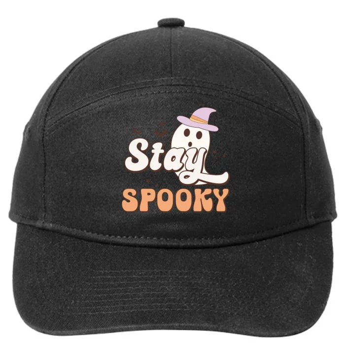 Retro Groovy Stay Spooky Halloween Cute Ghost 7-Panel Snapback Hat