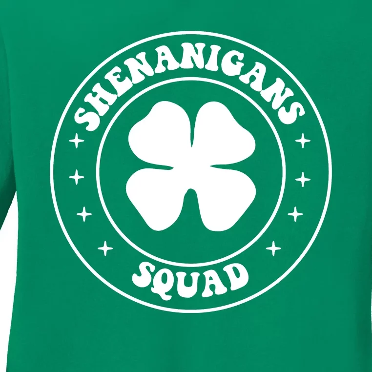 Retro Groovy Shenanigans Squad Saint Patricks Day Ladies Long Sleeve Shirt