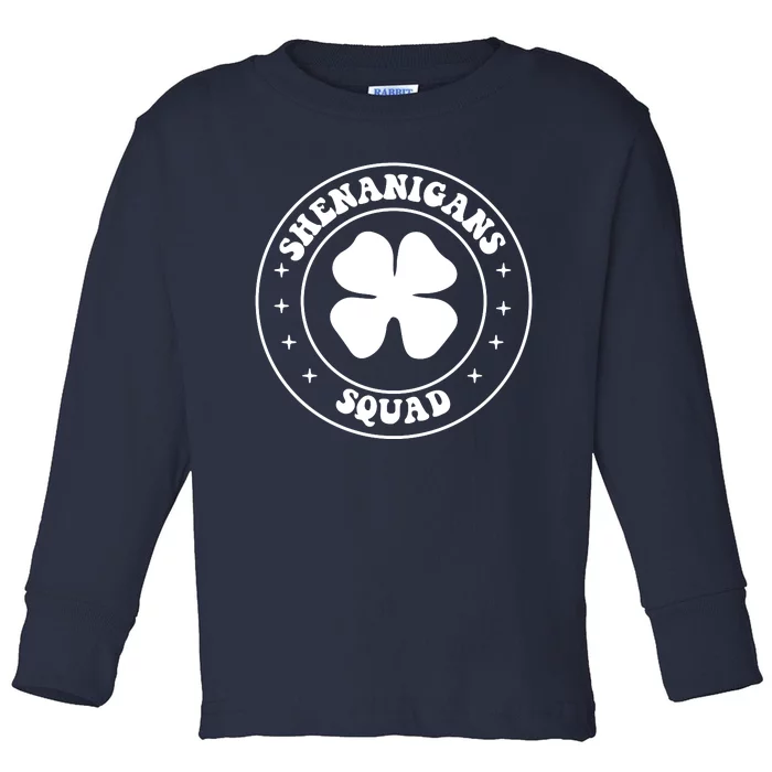 Retro Groovy Shenanigans Squad Saint Patricks Day Toddler Long Sleeve Shirt