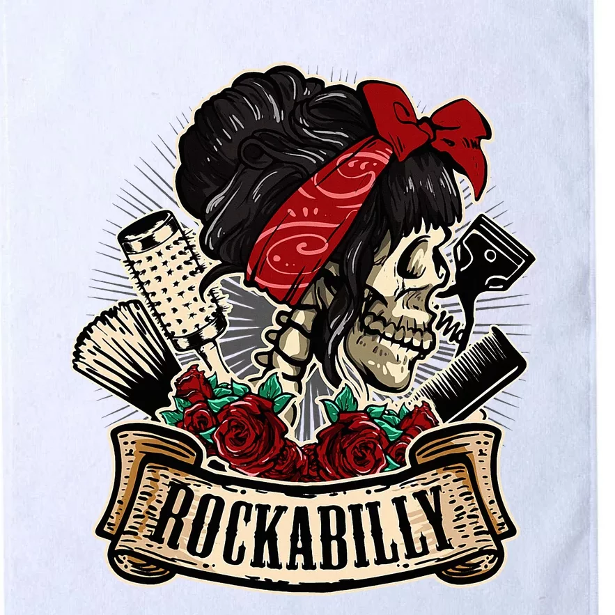 Rockabilly Girl Skull Pinup Hairstylist Hairdresser Platinum Collection Golf Towel