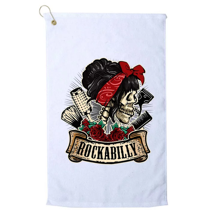 Rockabilly Girl Skull Pinup Hairstylist Hairdresser Platinum Collection Golf Towel