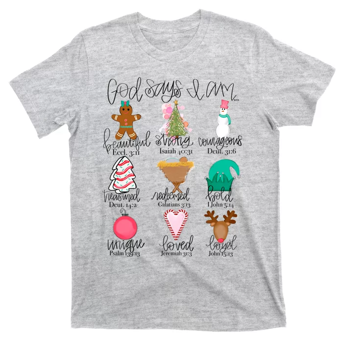 Retro God Say I Am Christmas Christian Bible Xmas Symbols T-Shirt