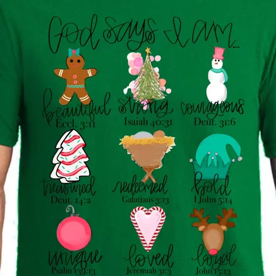 Retro God Say I Am Christmas Christian Bible Xmas Symbols Pajama Set