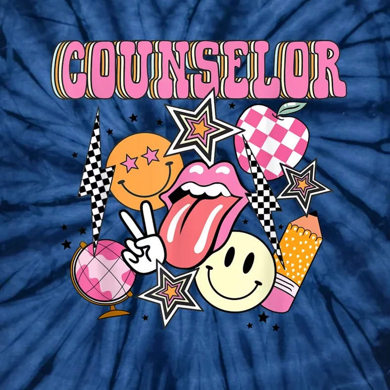 Retro Groovy School Counselor Appreciation Back To School Tie-Dye T-Shirt