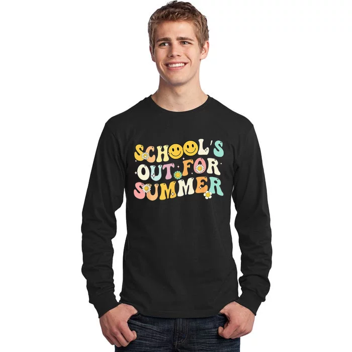 Retro Groovy School's Out For Summer Graduation Teacher Tall Long Sleeve T-Shirt