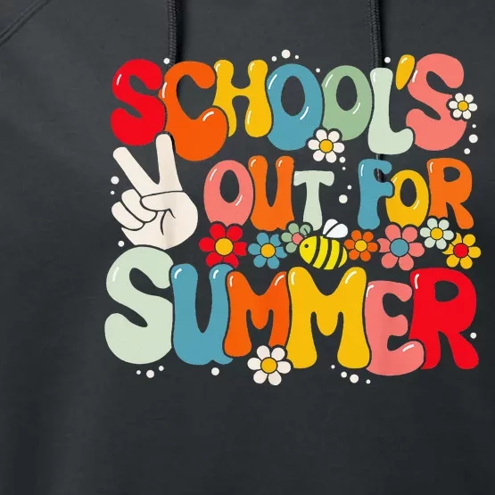 Retro Groovy School's Out For Summer Graduation Teacher Performance Fleece Hoodie