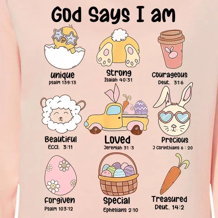 Retro God Says I Am Christian Jesus Happy Easter Day Bunny Womens California Wash Sweatshirt