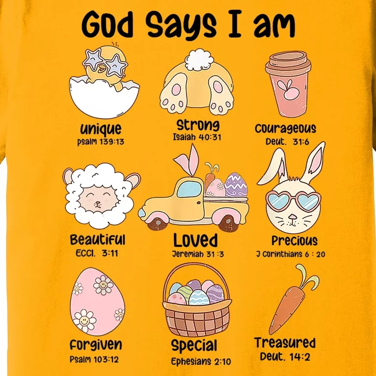 Retro God Says I Am Christian Jesus Happy Easter Day Bunny Premium T-Shirt