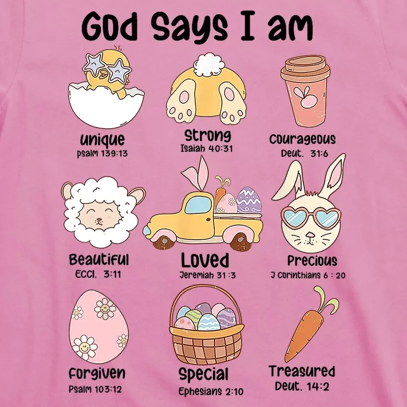 Retro God Says I Am Christian Jesus Happy Easter Day Bunny T-Shirt