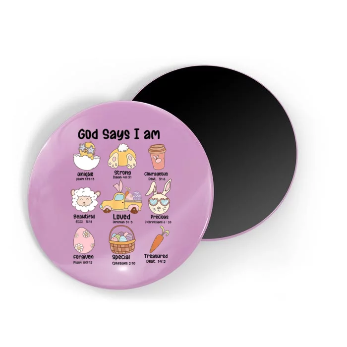 Retro God Says I Am Christian Jesus Happy Easter Day Bunny Magnet