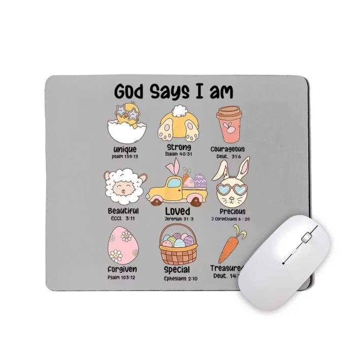 Retro God Says I Am Christian Jesus Happy Easter Day Bunny Mousepad