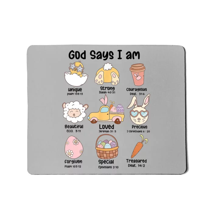 Retro God Says I Am Christian Jesus Happy Easter Day Bunny Mousepad