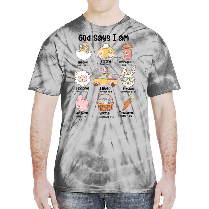 Retro God Says I Am Christian Jesus Happy Easter Day Bunny Tie-Dye T-Shirt