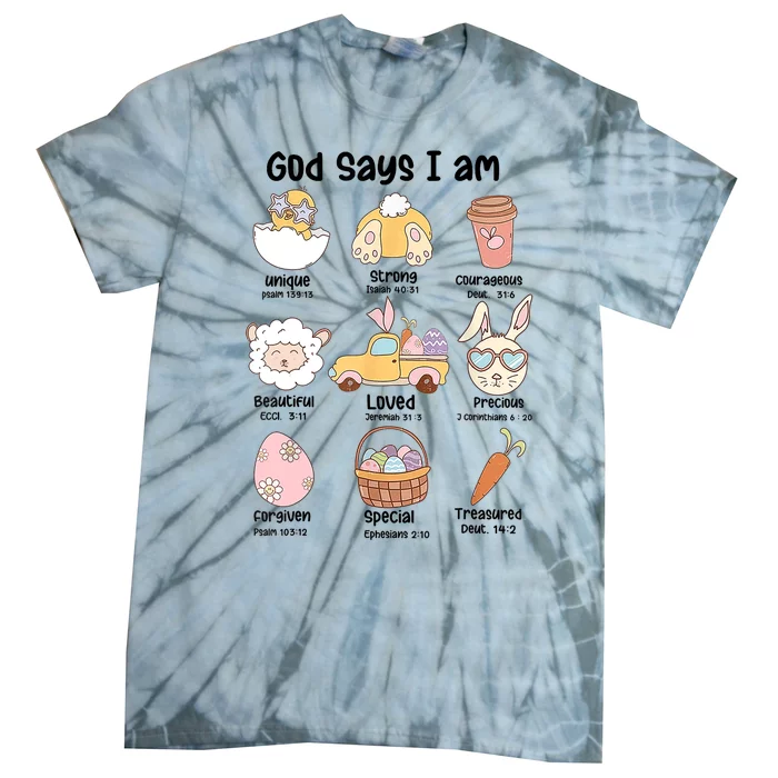 Retro God Says I Am Christian Jesus Happy Easter Day Bunny Tie-Dye T-Shirt