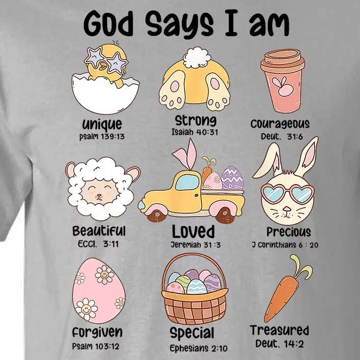 Retro God Says I Am Christian Jesus Happy Easter Day Bunny Tall T-Shirt