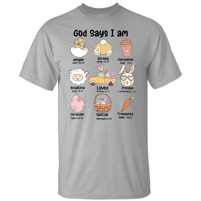 Retro God Says I Am Christian Jesus Happy Easter Day Bunny Tall T-Shirt