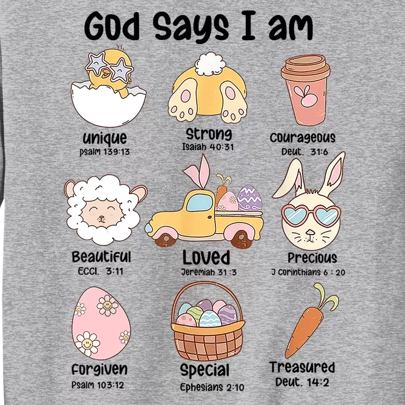 Retro God Says I Am Christian Jesus Happy Easter Day Bunny Tall Sweatshirt