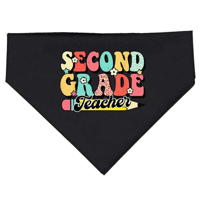 Retro Groovy Second Grade Teacher First Day 2nd Grade USA-Made Doggie Bandana