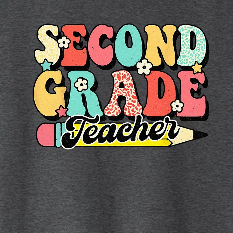 Retro Groovy Second Grade Teacher First Day 2nd Grade Women's Crop Top Tee