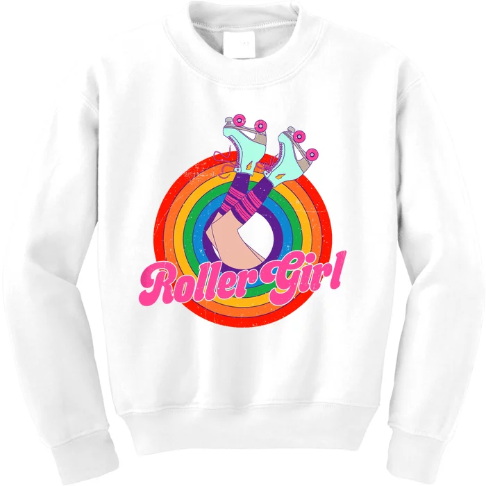 Roller Girl Skater Skating Retro Vintage 70s 80s Skates Kids Sweatshirt