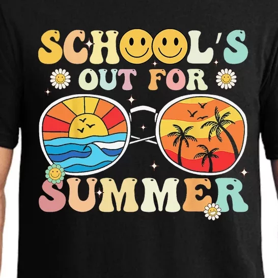 Retro Groovy School's Out For Summer Graduation Teacher Pajama Set