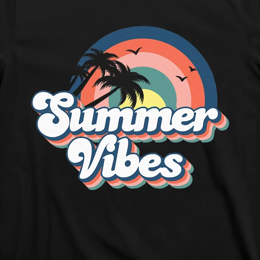 Retro Groovy Summer Vibes For Women Men Kids Summer Vacation T-Shirt