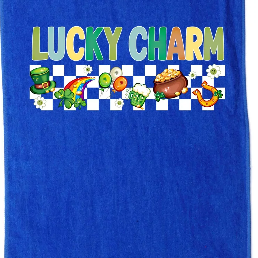 Retro Groovy St Patrick's Day Happy Go Lucky Charm Shamrock Cute Gift Platinum Collection Golf Towel