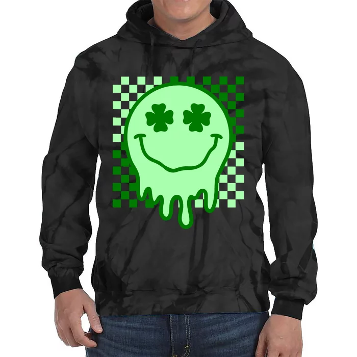 Retro Groovy Smile Face St Patricks Day Hippie Tie Dye Hoodie