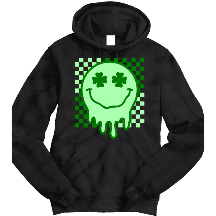 Retro Groovy Smile Face St Patricks Day Hippie Tie Dye Hoodie