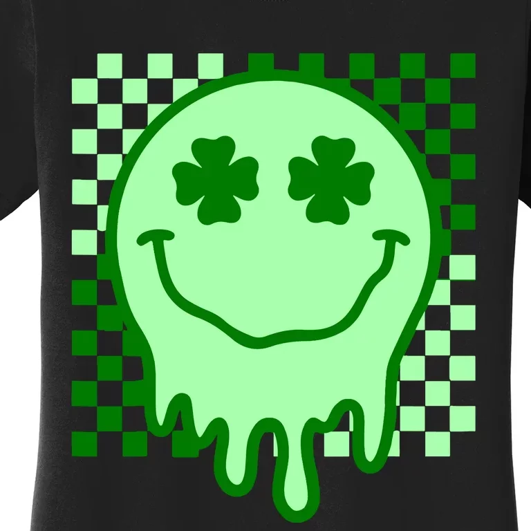 Retro Groovy Smile Face St Patricks Day Hippie Women's T-Shirt