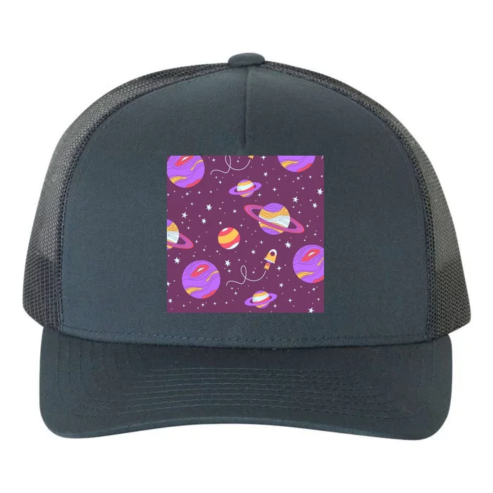 Retro Galaxy Spaceship Yupoong Adult 5-Panel Trucker Hat