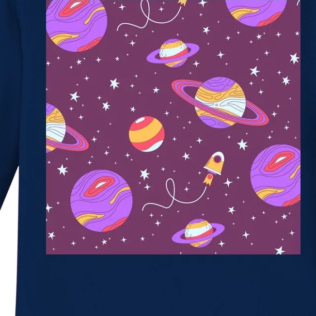 Retro Galaxy Spaceship Baby Long Sleeve Bodysuit