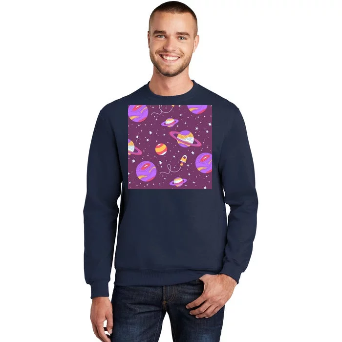 Retro Galaxy Spaceship Tall Sweatshirt