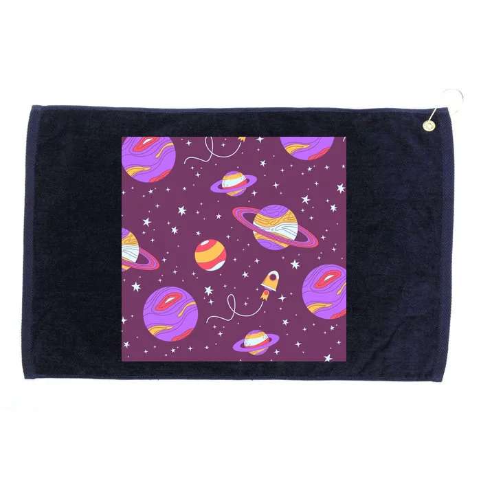 Retro Galaxy Spaceship Grommeted Golf Towel