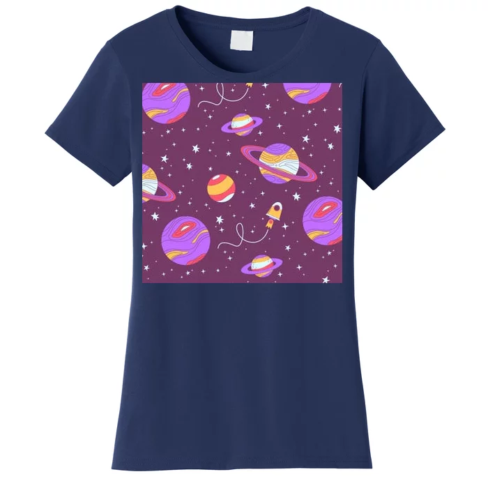 Retro Galaxy Spaceship Women's T-Shirt