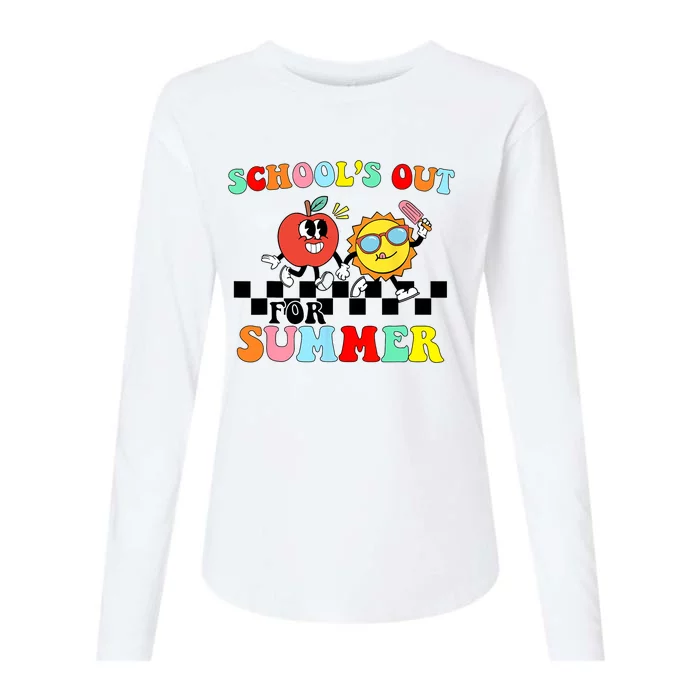 Retro Groovy School's Out For Summer Graduation Teacher Womens Cotton Relaxed Long Sleeve T-Shirt