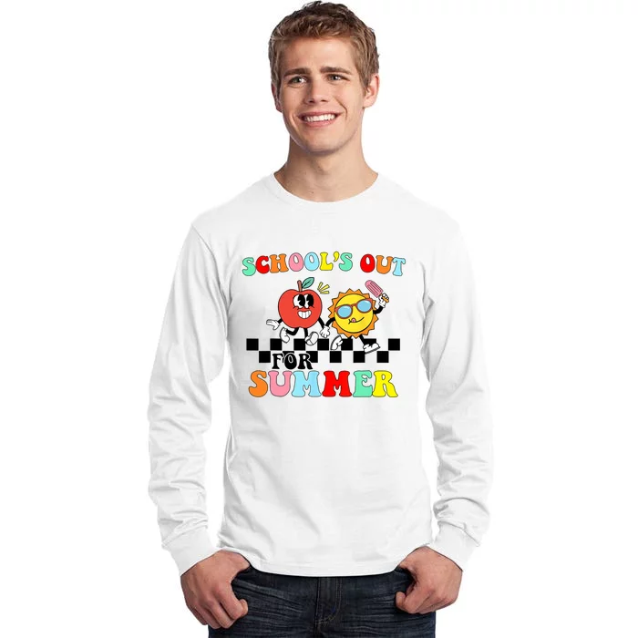 Retro Groovy School's Out For Summer Graduation Teacher Tall Long Sleeve T-Shirt