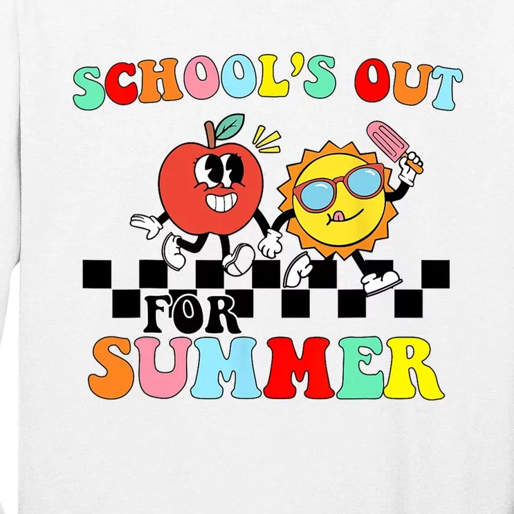 Retro Groovy School's Out For Summer Graduation Teacher Tall Long Sleeve T-Shirt