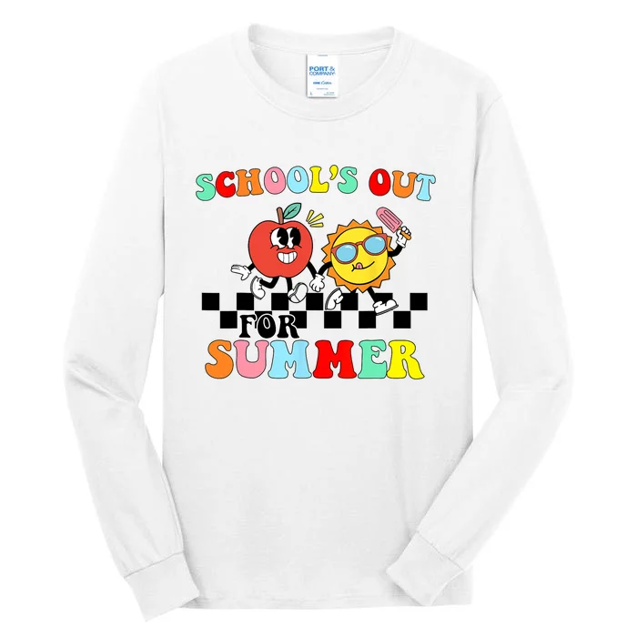 Retro Groovy School's Out For Summer Graduation Teacher Tall Long Sleeve T-Shirt