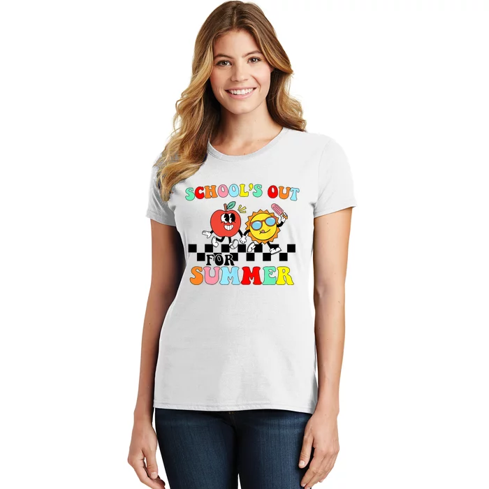 Retro Groovy School's Out For Summer Graduation Teacher Women's T-Shirt