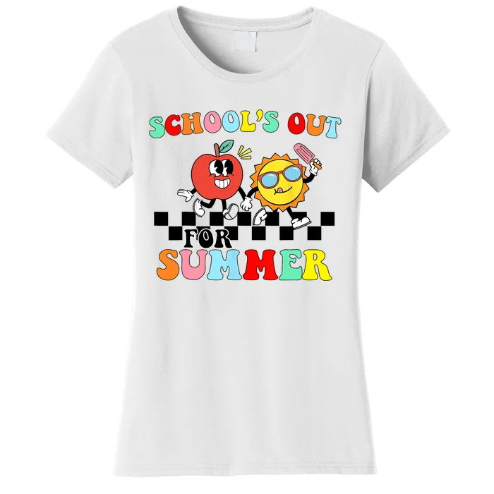 Retro Groovy School's Out For Summer Graduation Teacher Women's T-Shirt