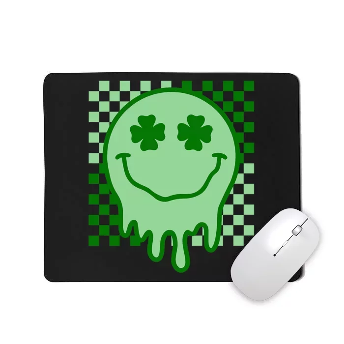 Retro Groovy Smile Face St Patricks Day Hippie Mousepad