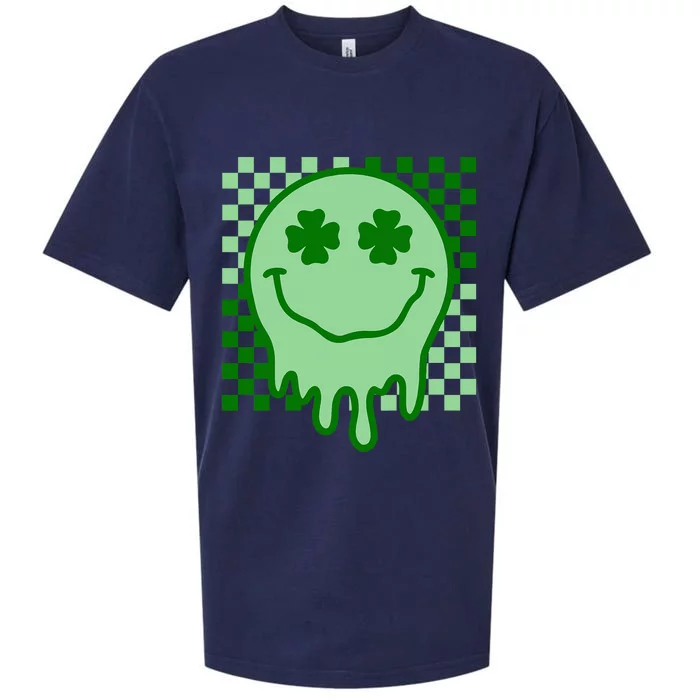 Retro Groovy Smile Face St Patricks Day Hippie Sueded Cloud Jersey T-Shirt