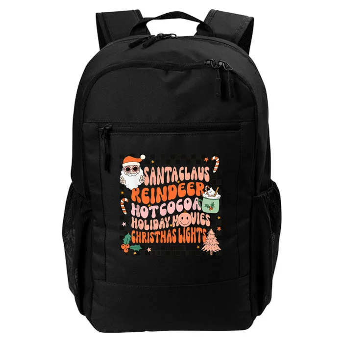 Retro Groovy Santa Claus Reindeer Christmas Cute Xmas Lights Daily Commute Backpack