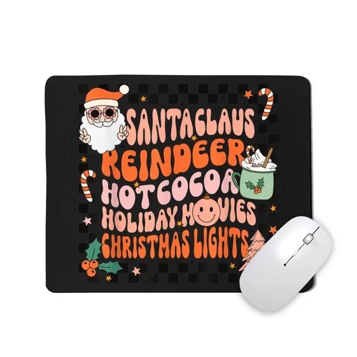 Retro Groovy Santa Claus Reindeer Christmas Cute Xmas Lights Mousepad