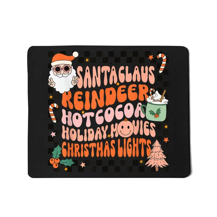 Retro Groovy Santa Claus Reindeer Christmas Cute Xmas Lights Mousepad